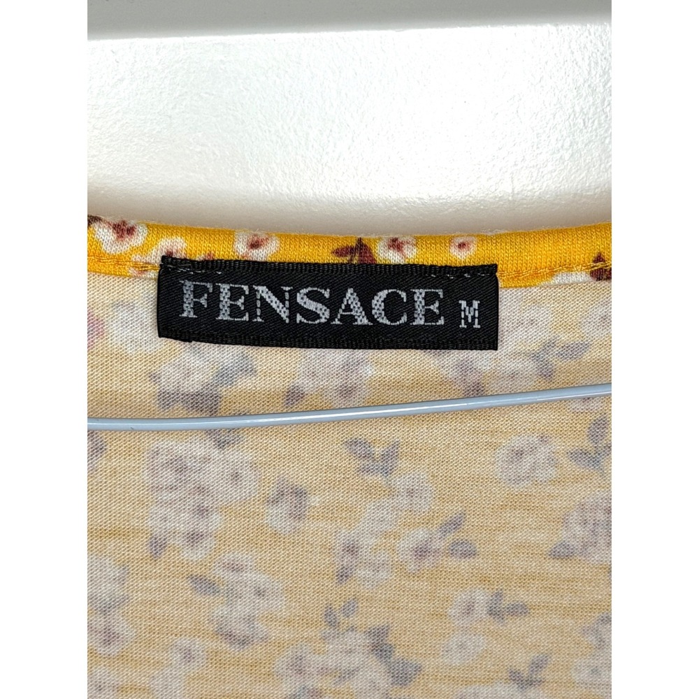 Fensace Yellow Floral Faux Wrap Mini Dress Short Flutter Sleeve V-Neck Medium - Picture 9 of 9